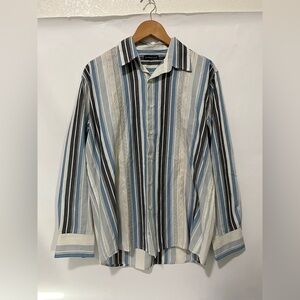 A. Santoni Men's Shirt with Blue and White Stripes